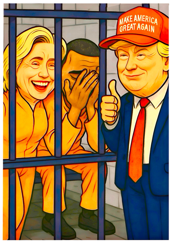 HILARY TRUMP OBAMA – Jail Cell * Fun Novelty * POLITICS * Art Card * ATC ACEO