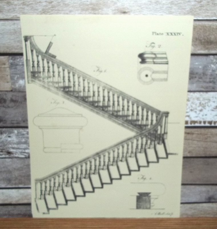 Antique Engraving Print Staircase #2 18th-19th Century Andrew Bell Original