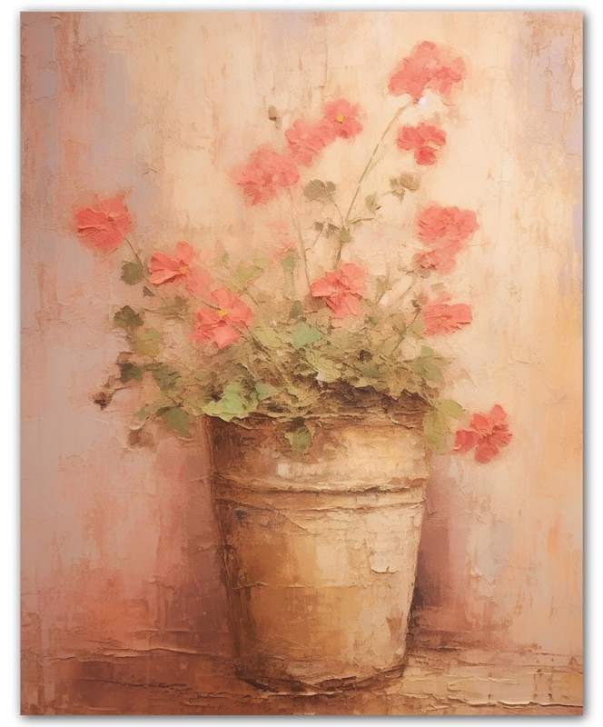 Botanical Pink Cottage Flower Pot Pink Floral 8×10 Floral Print Wall Art Poster