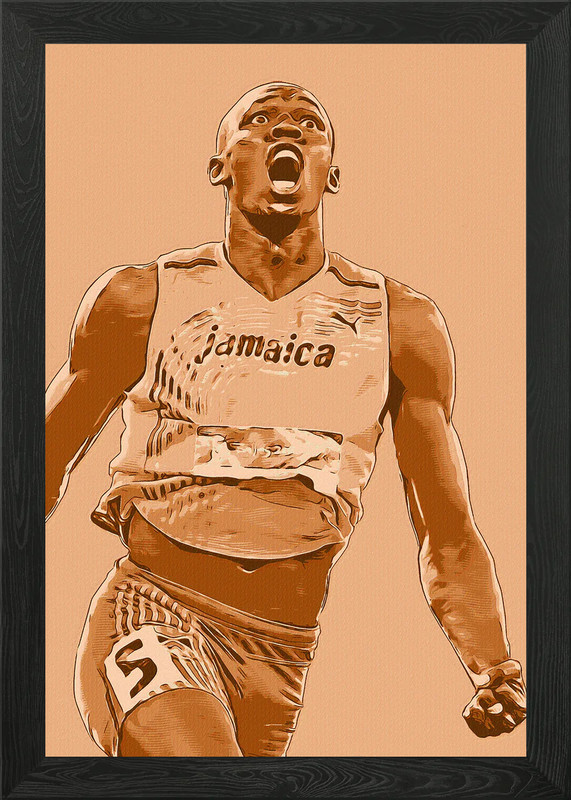 Usain Bolt Jamaican sprint Framed Wall Art Poster Canvas Print Picture