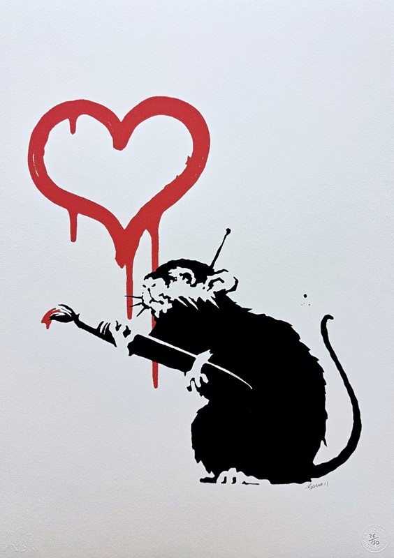 BANKSY – Love Rat – numbered edition 26/150, 50×70 cm (19,7×27,6 in)