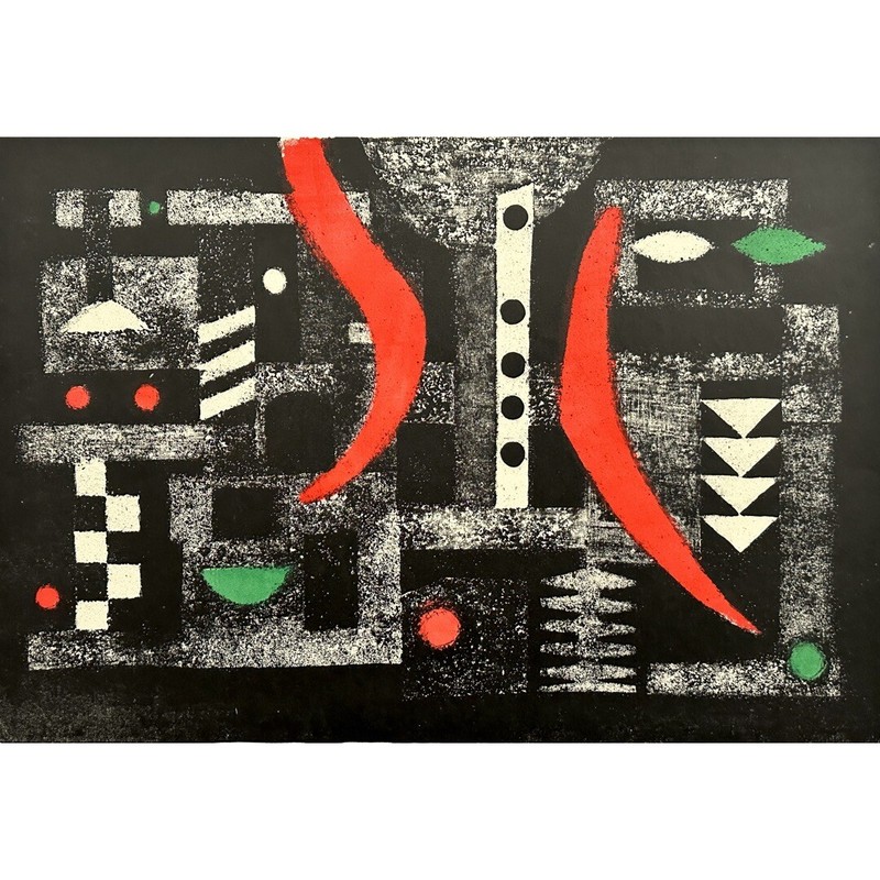 Richard Hood WPA Abstract Modernist Screenprint, Signed (c.1951)/Joan Miró