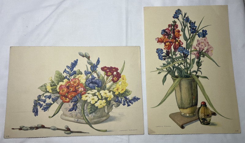 Laurence Perugini Artist, 2 x flower prints, offset lithographs, Number 5 & 16