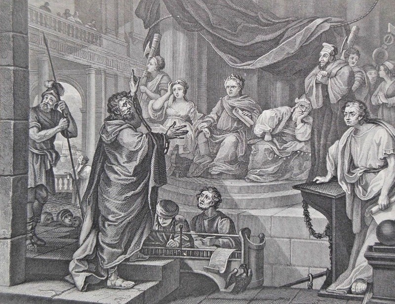 Paul Before Felix (c1870) William Hogarth – Antiquarian Steel Biblical Engraving