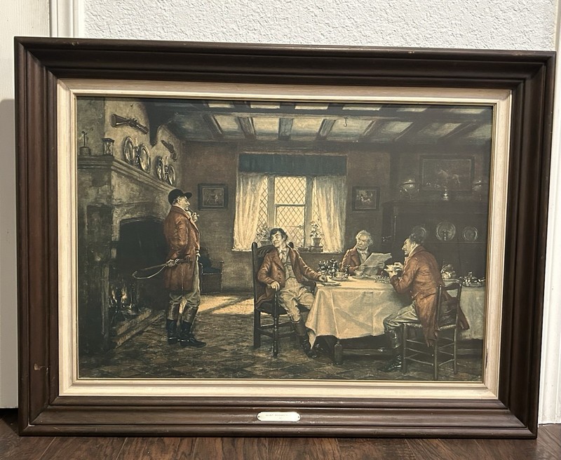 Vintage Frank Moss Bennett The Hunt Breakfast Art Print With Frame 39X29 gallery