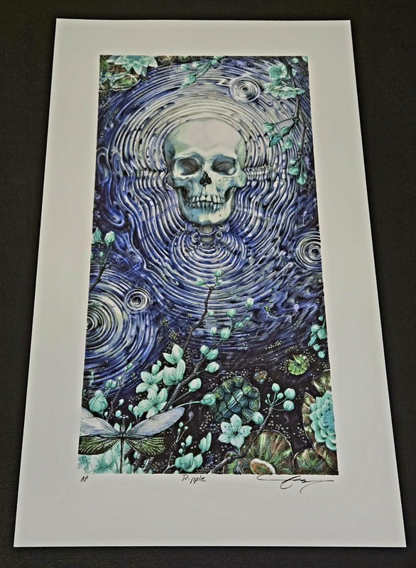 AJ Masthay Moonlight Ripple Foil Dark Art Print Poster AP Bertha Skull Death