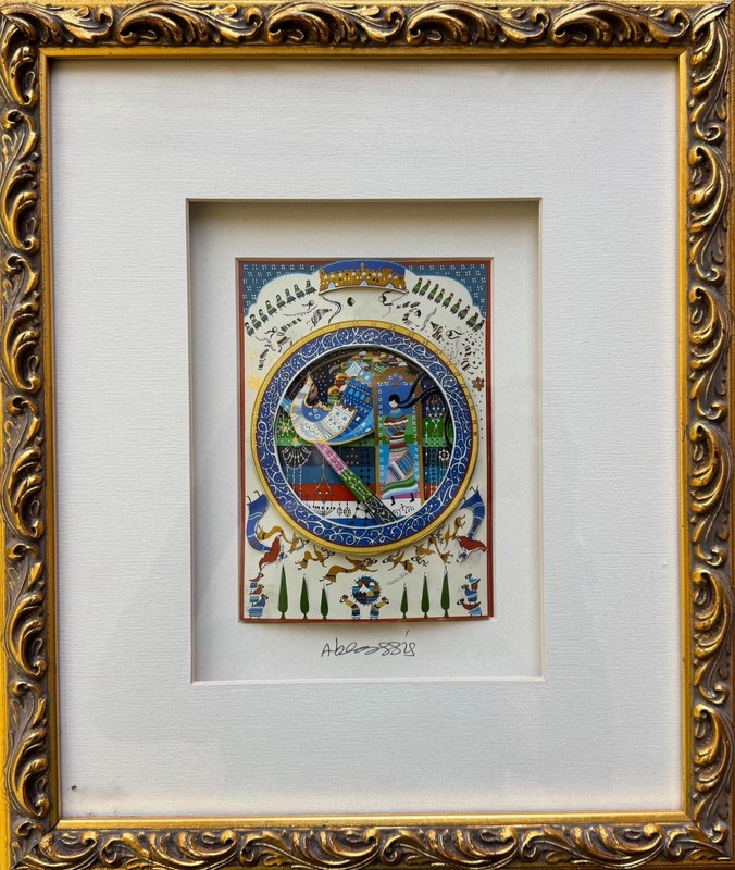 Raphael Abecassis WOMAN OF VALOR Hand Signed 3-D Framed 6 Layer Decoupage Art
