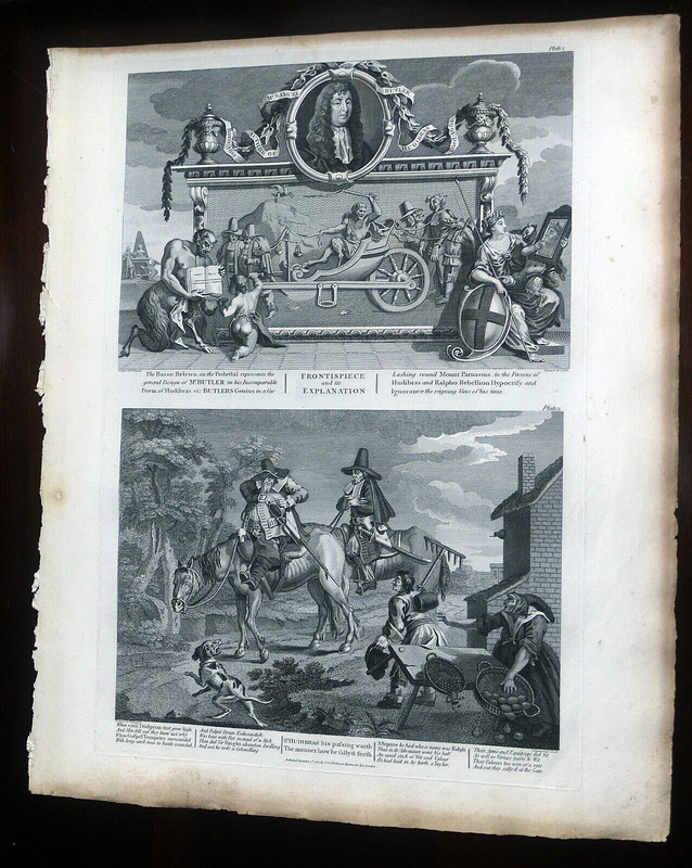 1801 After William Hogarth Engraving HUDIBRAS PLATE 1 & 2 on 1 sheet Thomas Cook gallery