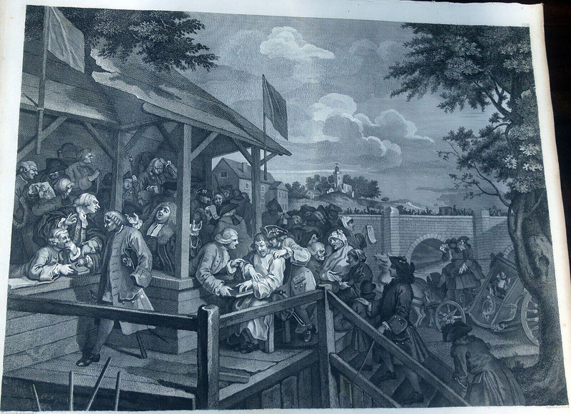 1801 After William Hogarth Engraving THE POLLING Plate 3 Thomas Cook