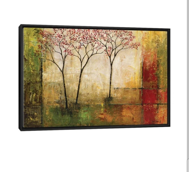 40W"x30H" MORNING LUSTER II by MIKE KLUNG - TREES RED LEAVES ABSTRACT CANVAS gallery