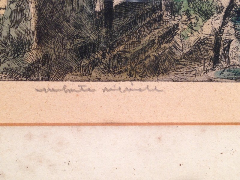 Antique Bela Sziklay ORIG Pencil Signed European Coastline Colored Etching gallery