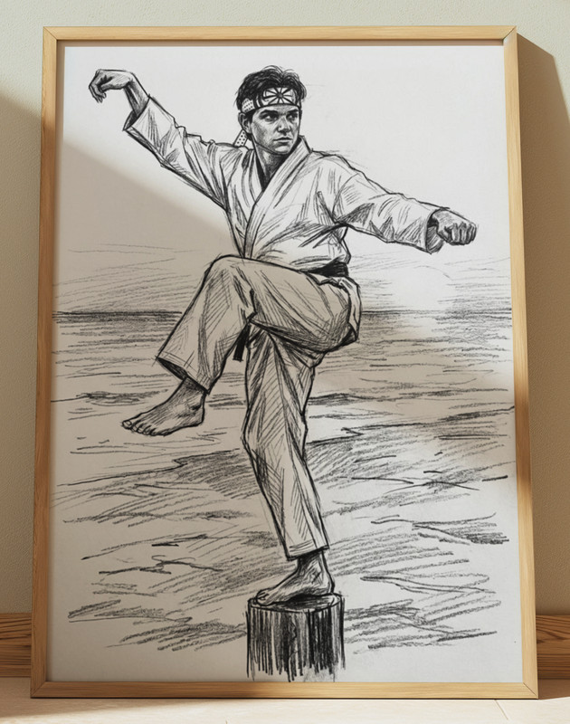 KARATE KID DANIEL LARUSSO DRAWING PRINT PORTRAIT SKETCH 8″ x 10″ WALL ART