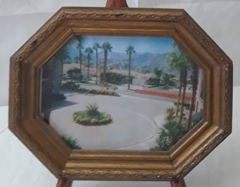 Vintage Gold 1950’s Art Print Palm Springs Octagon Frames Wall Hanging USA