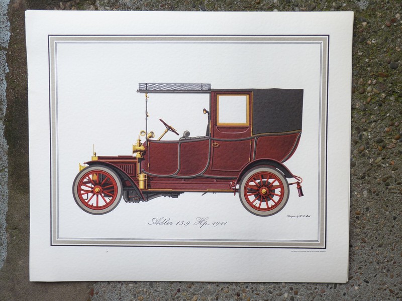 Adler 13.9 HP 1911 Original Schuler Print Hans A Muth Lithograph 1962
