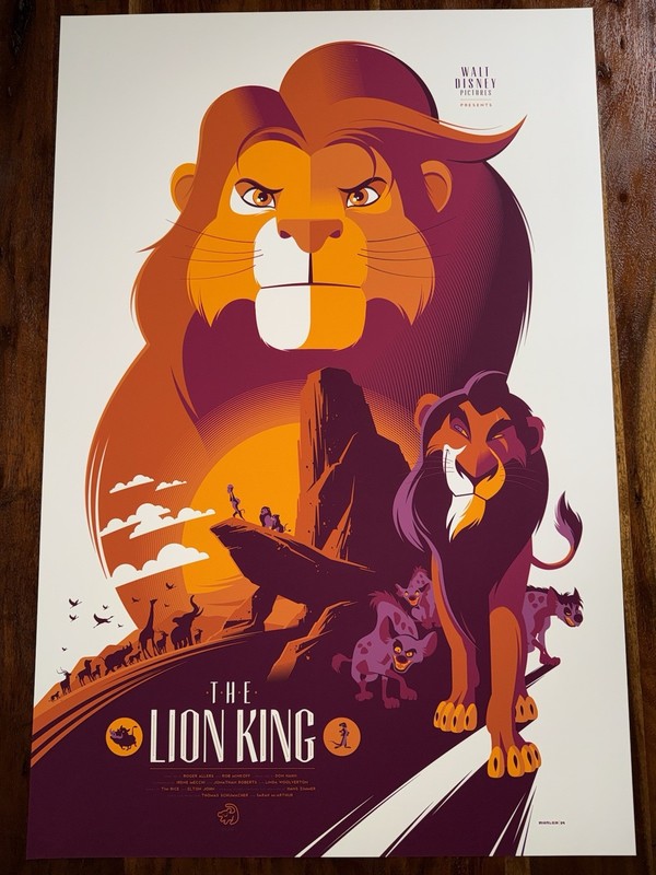 Mondo The Lion King Screen Print Poster by Tom Whalen #442/490 24×36 2014