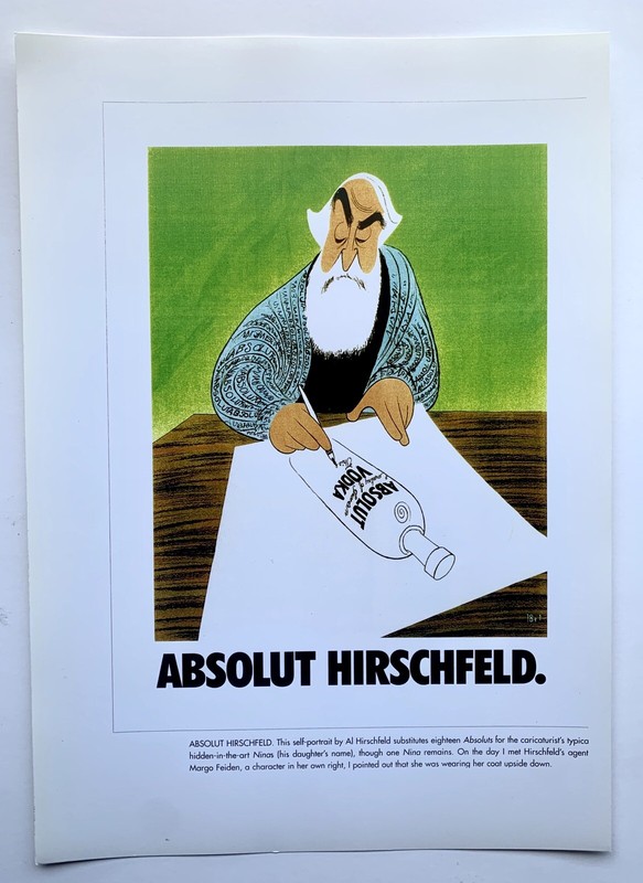 Absolut HIRSCHFELD Advert Poster (1993) 8 1/4″ X 11 5/8″ Mint Print Cardstock