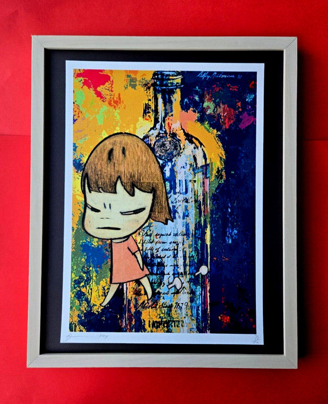 Death NYC Large Framed 16x20in Pop Art Hand Signed MY YOSHITOMO NARA GIRL COA #8