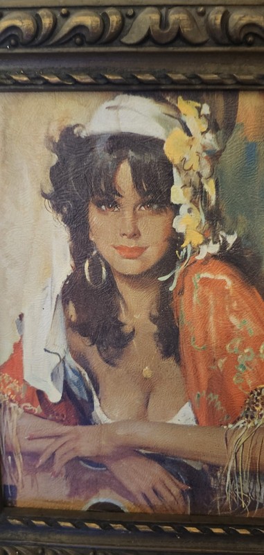 MCM 1970s Spanish Lady Portrait Board Print Ornate Syroco Styrene Frame gallery