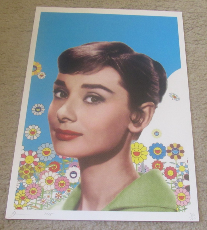 2025 Pop Art Graphic Print Signed Death NYC, Young AUDREY HEPBURN; 12 1/2″ x 18″