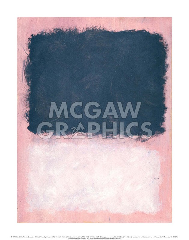 Untitled, 1967 by Mark Rothko Art Print Pink White Abstract Poster 14×11