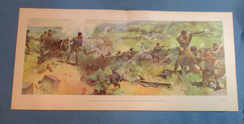 1898 Spanish American War Print – U.S. Marines Defending, Guantanamo Bay, 1898