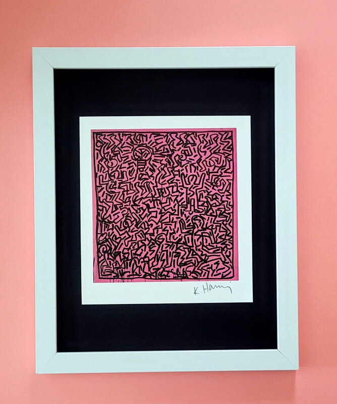 KEITH HARING + VINTAGE 1989 PRINT SIGNED MOUNTED AND FRAMED + BUY IT NOW!