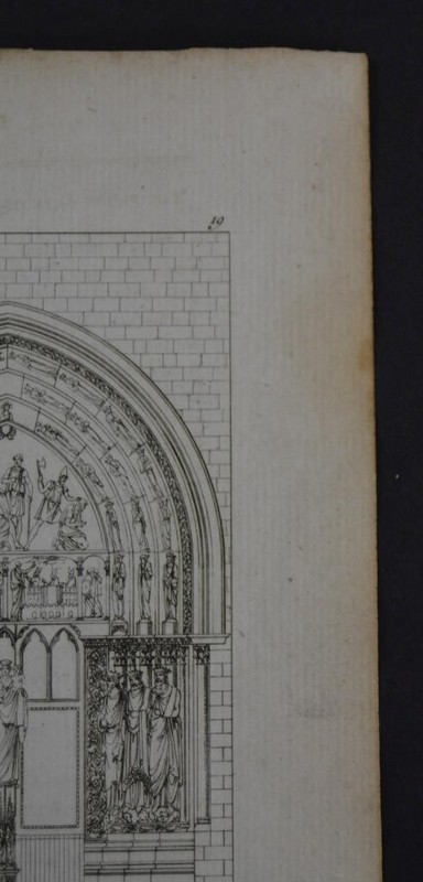 Antique Art Engraving Basilica of St Denis 1820's Original History Art gallery