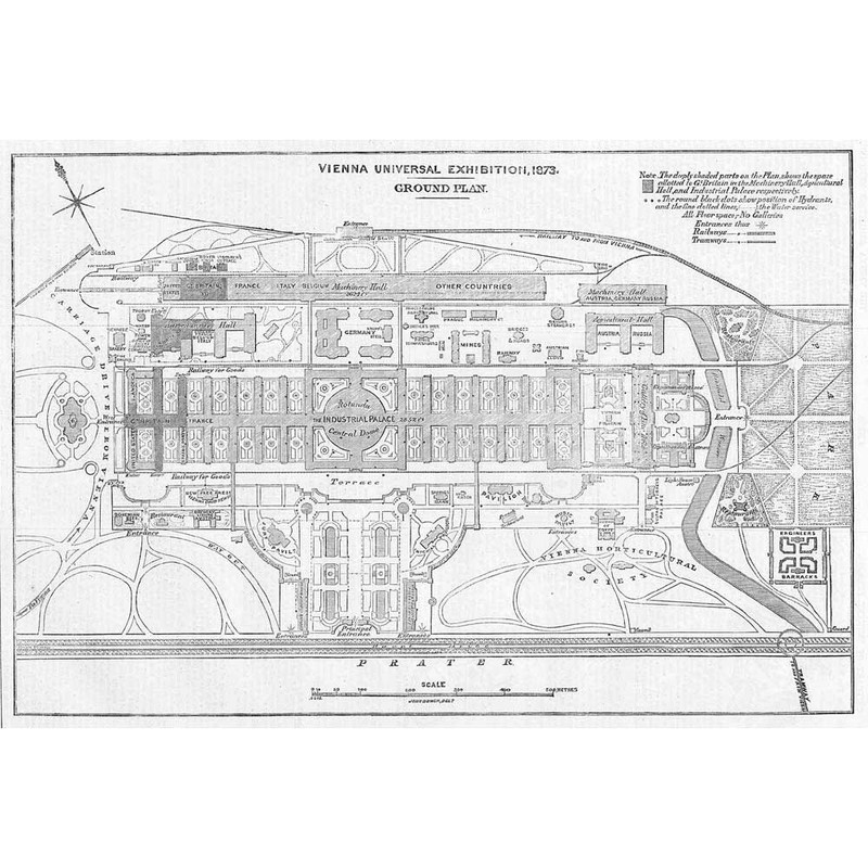 Ground Plan of the VIENNA Universal Exhibition - Antique Print 1873