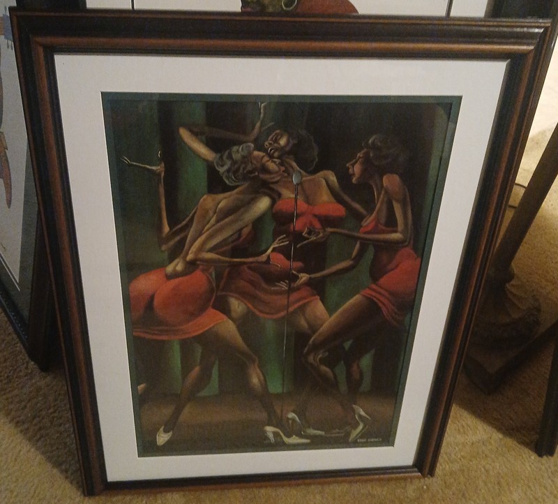 "SINGIN' SISTAHS" by Ernie Barnes Custom Framed Open Edition Print 18x24 gallery