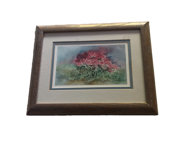 Vintage flower watercolor paint Wisconsin artist Lynn Grayson framed 11 x 14 in.
