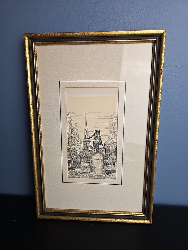 Vintage Clark M. Goff Old North Church Framed Art Print (1968) Paul Revere