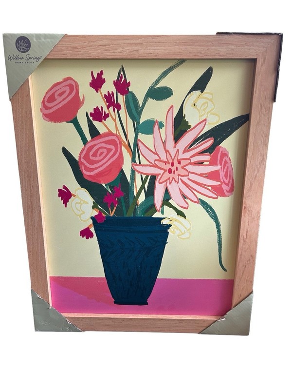 Willow Springs Framed Wall Art Floral Print Vase of Flowers 19x15” Modern Decor