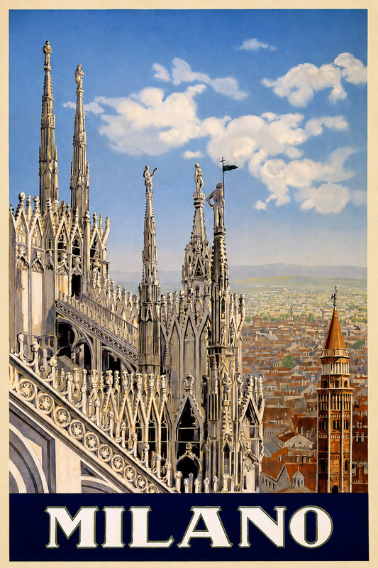 Milano Italy Travel Poster 1920 Fine Art Print 17″x22″