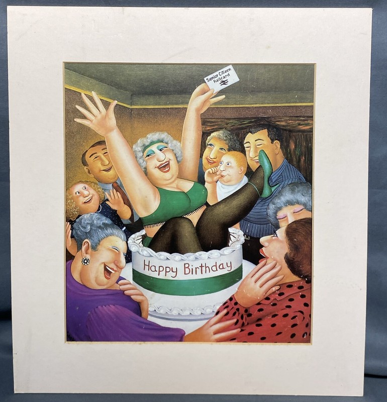 Beryl Cook Birthday Surprise Print 14.25″x13″