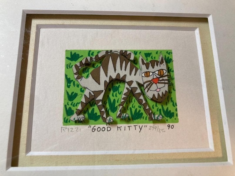 James Rizzi GOOD KITTY 3D Silkscreen Signed ED299/350 Framed Pop Art gallery