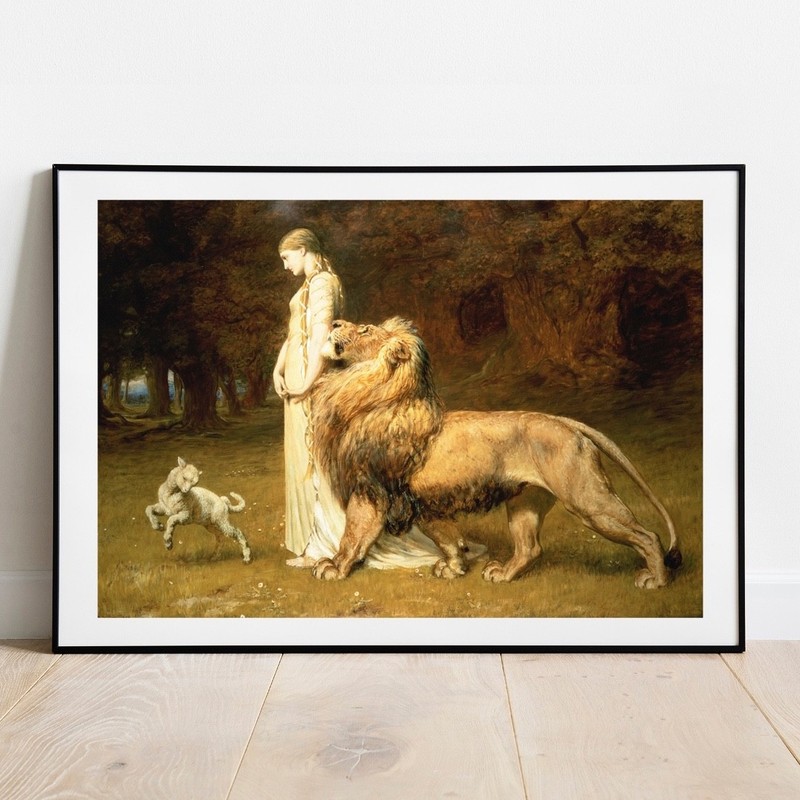 Art print Riviere Una and the Lion giclee poster gallery wall Art big cat Art