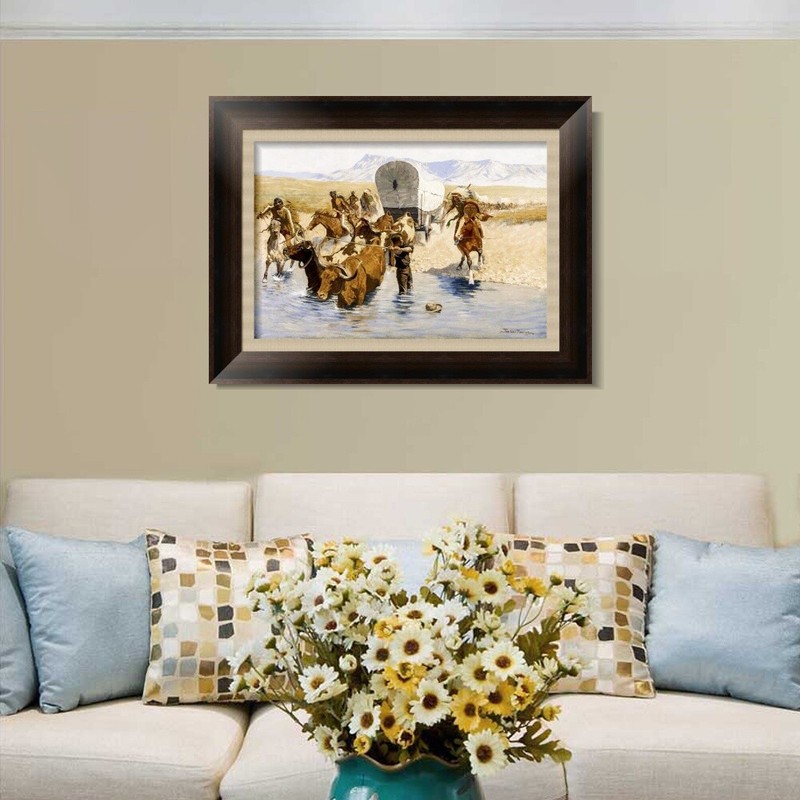 Framed Canvas Giclee Print The Emigrants by Frederic Remington Wall Art gallery