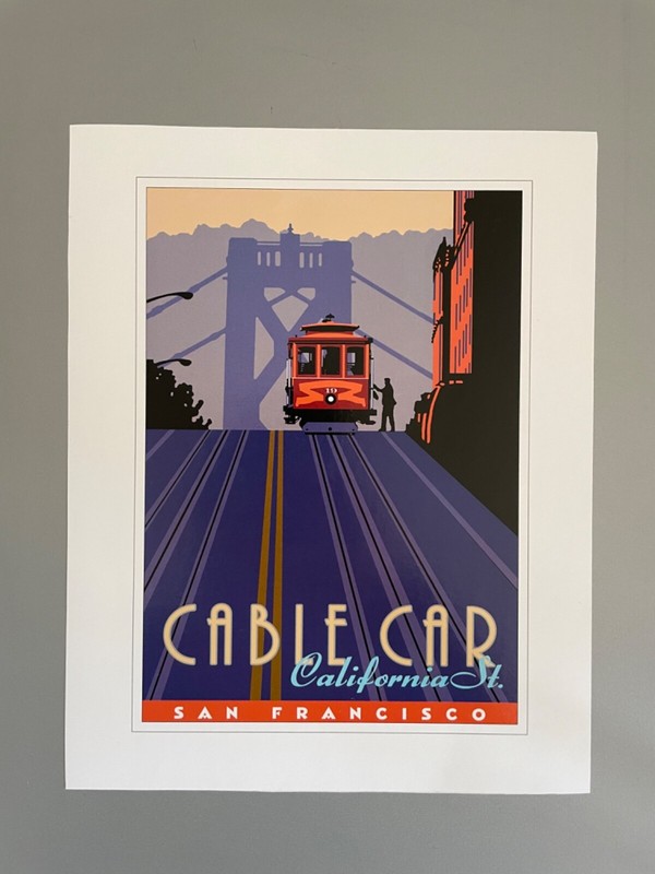 San Francisco California art print cable car 8x10