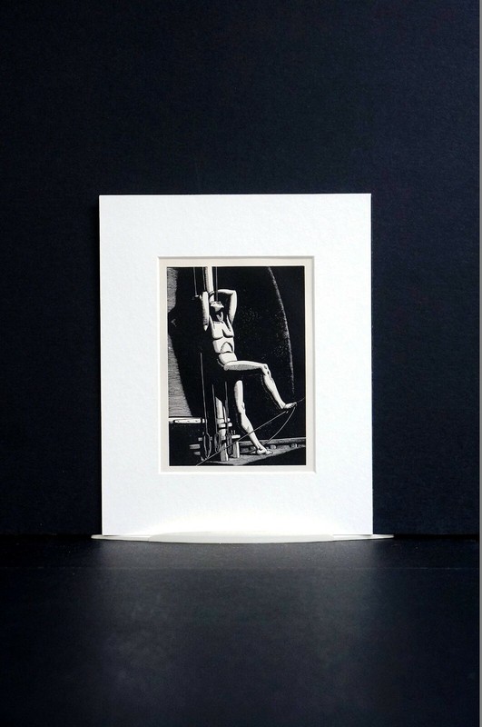 Rockwell Kent 1930 SAILOR LEANING on SHIP MAST at SEA NIGHT Print Matted gallery