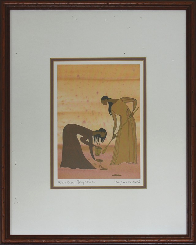 Print by Ioyan Mani (Maxine Noel). Titled «Working Together»