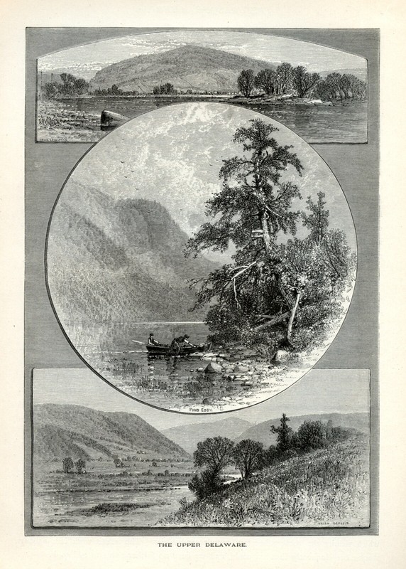 Upper Delaware River, New York, Historic America 1874 Antique Engraving