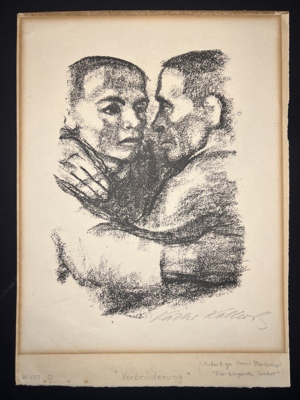 Käthe Kollwitz-Verbrüderung-1920s Lithograph on Laid Paper-Signed Knesebeck 204c gallery