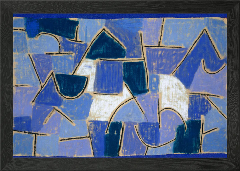 Abstract Blue Geometric Shapes Art Framed Wall Art Poster Canvas Print Picture