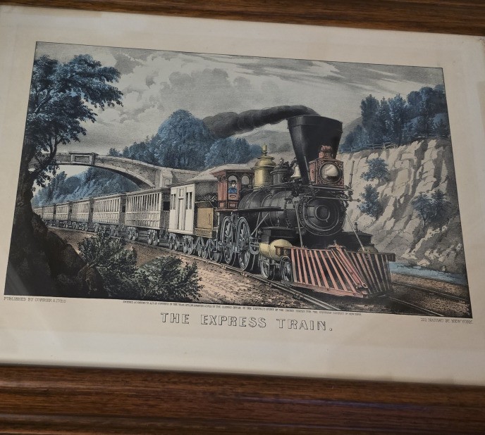 Currier & Ives Lithograph - The Express Train - C1792, G1944 - Framed gallery