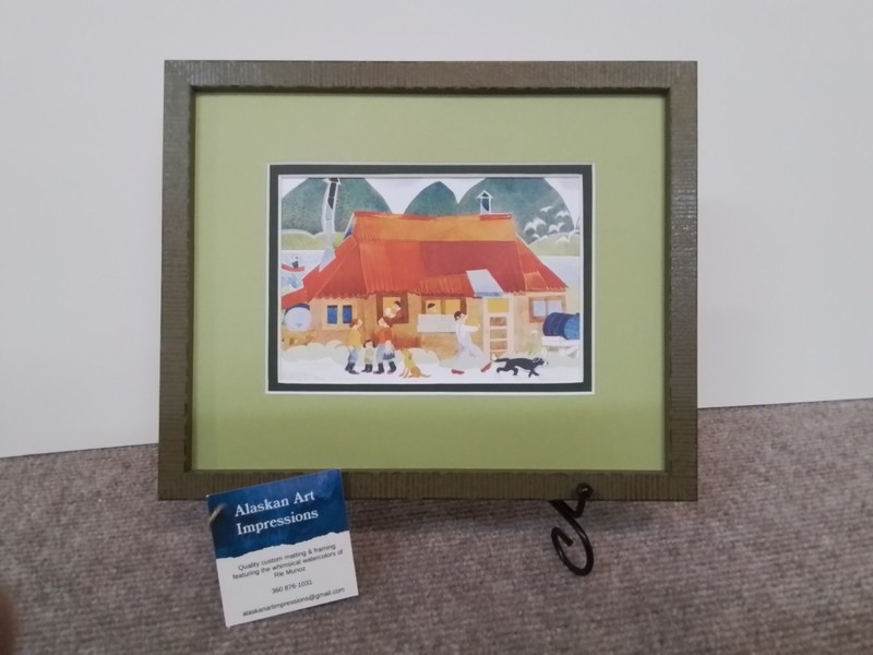 New! BLUE MOON CAFE by Rie Munoz One-of-a-Kind Custom Framed & Matted Art Card