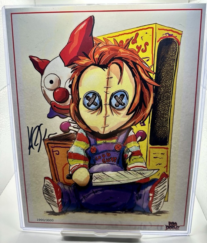 💀HORROR💀Child’s Play Chucky 🔪 Art Print signed Ken Salínas W/ COA 1990/3000