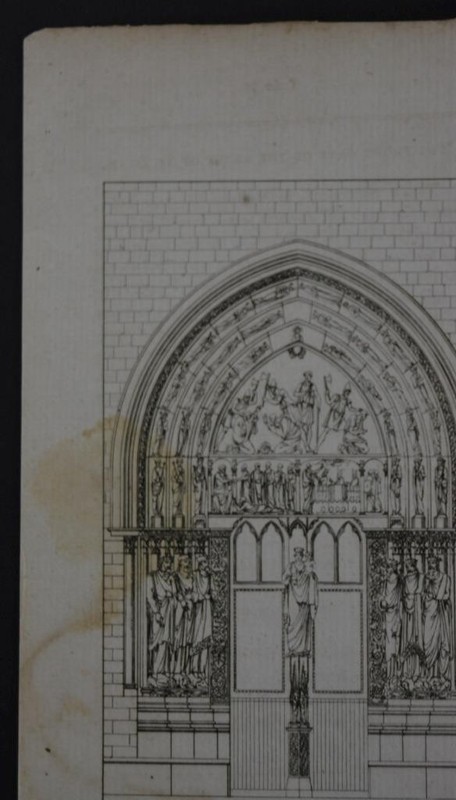 Antique Art Engraving Basilica of St Denis 1820's Original History Art gallery