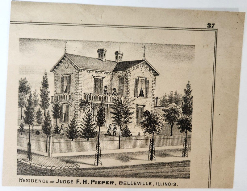 Belleville St Clair County Illinois Residence Judge Pieper Antique Print gallery