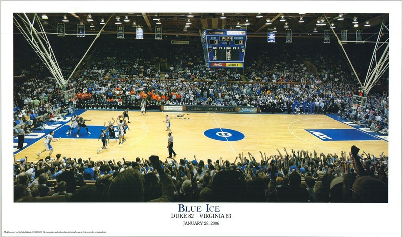 Basketball Duke University vs Virginia Blue Ice Game January 28 2006 16×9.5 in