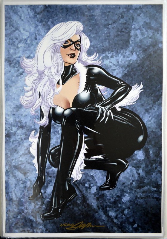 BLACK CAT PRINT HAND SIGNED Neal Adams w COA Spider-Man